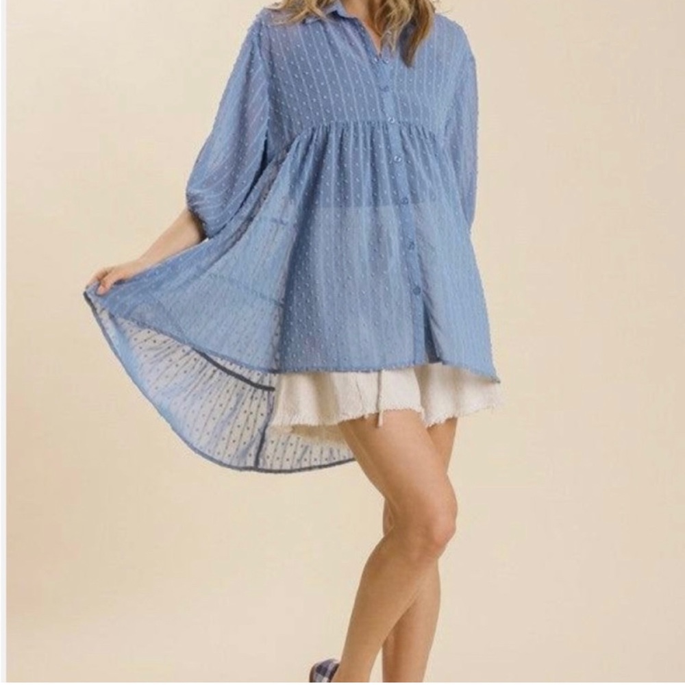 NWT- UMGEE DUSTY BLUE TOP AND IVORY TOP